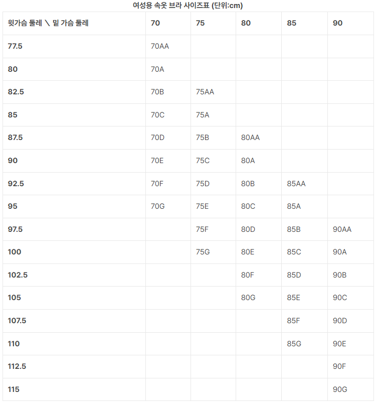 속옷사이즈